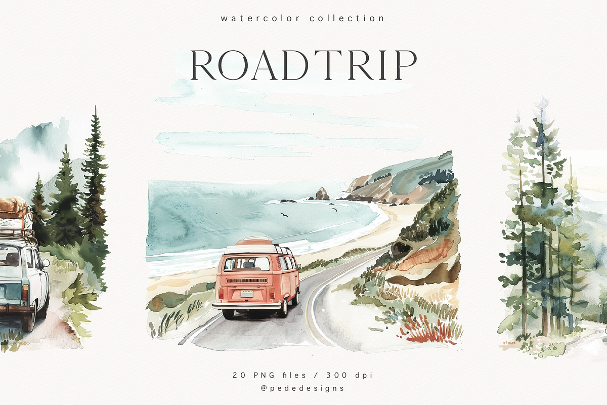 Roadtrip Illustrations, a Decorative Illustration by PeDe Designs (Photo 1 of 10)