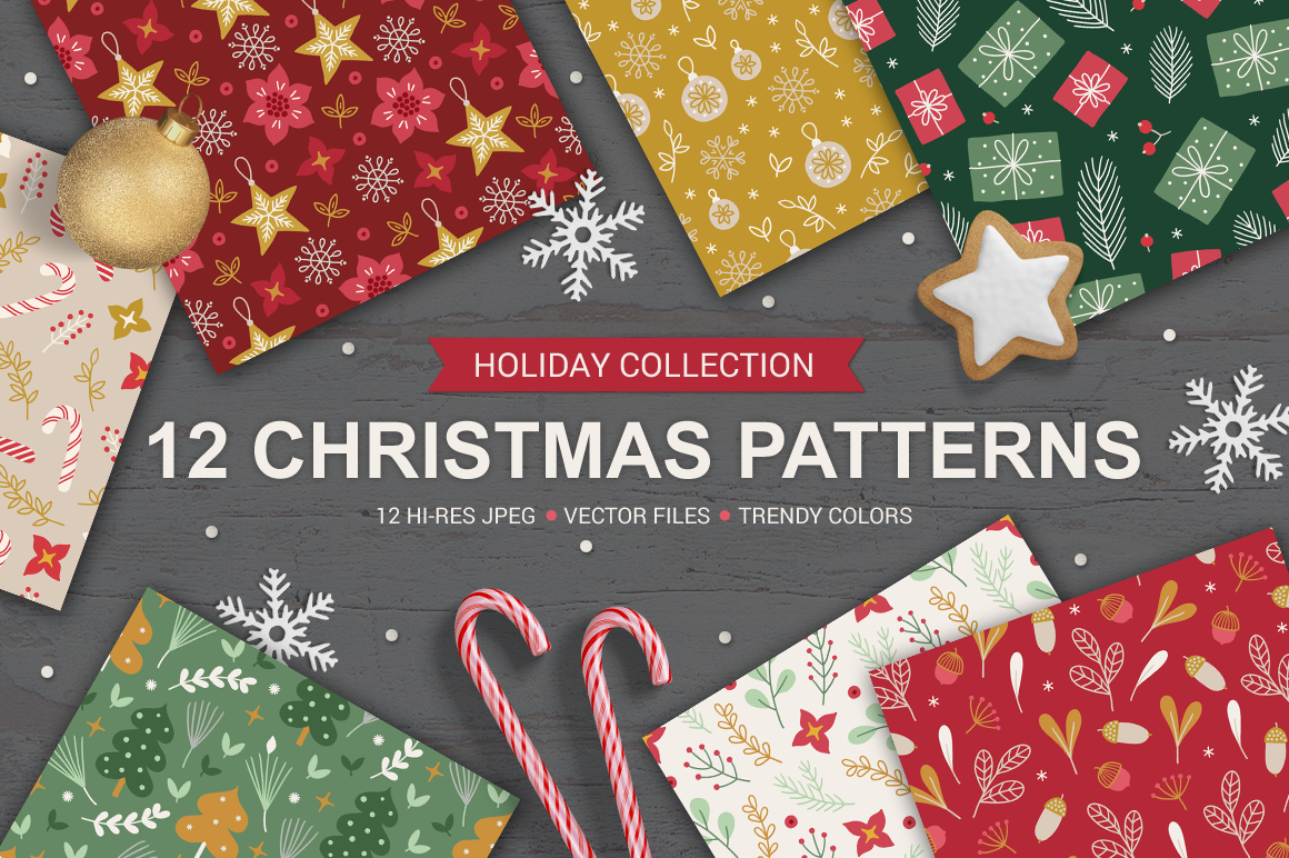12 Christmas Seamless Patterns, a Pattern Graphic by miumiu