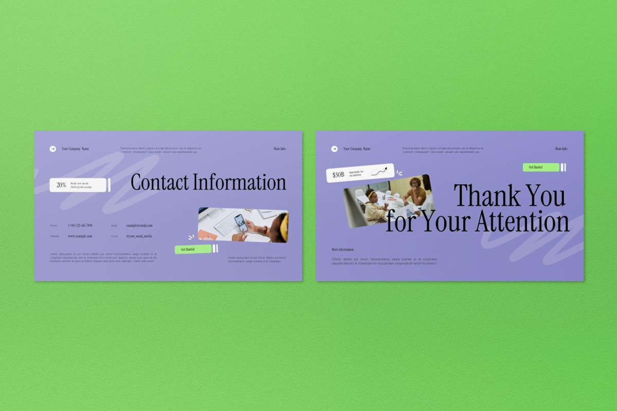 Purple Green Modern Pitch Deck PPT, a Presentation Template by graphicook (Photo 7 of 8)