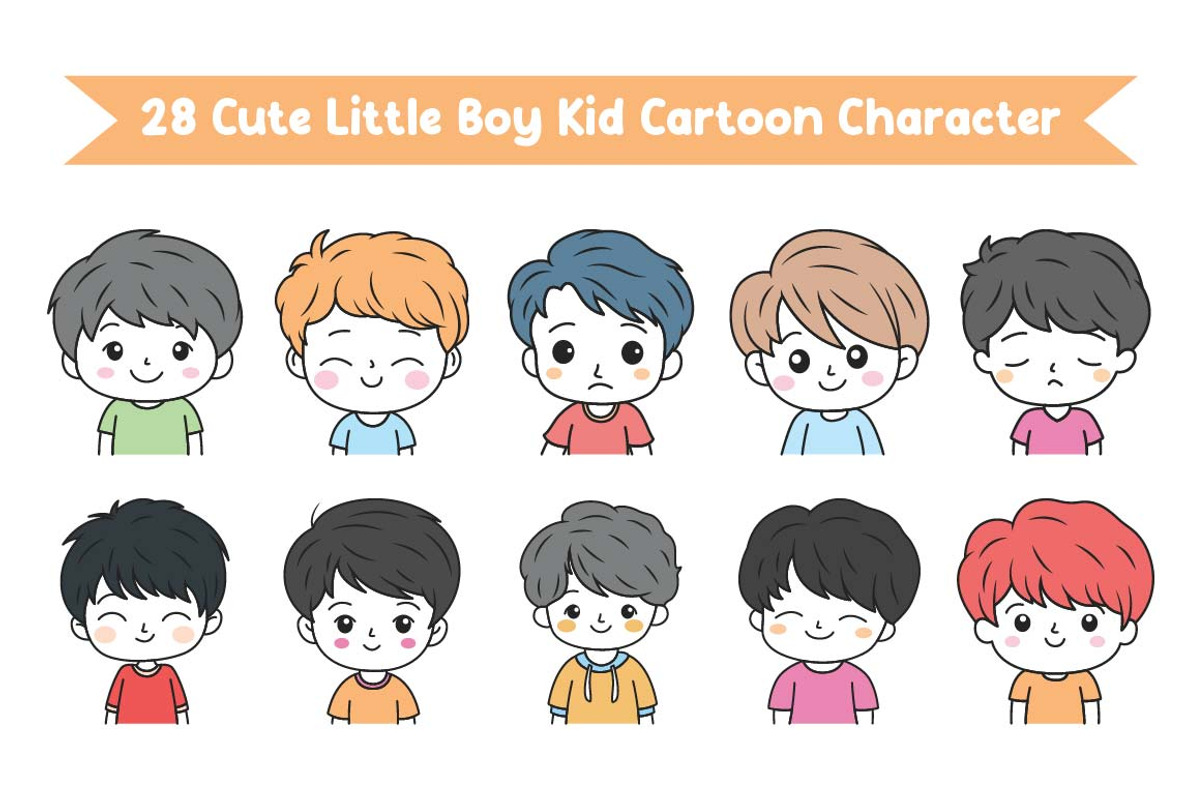 28 Cute Boy Kid Cartoon Character, a Person Illustration by jongcreative (Photo 2 of 7)