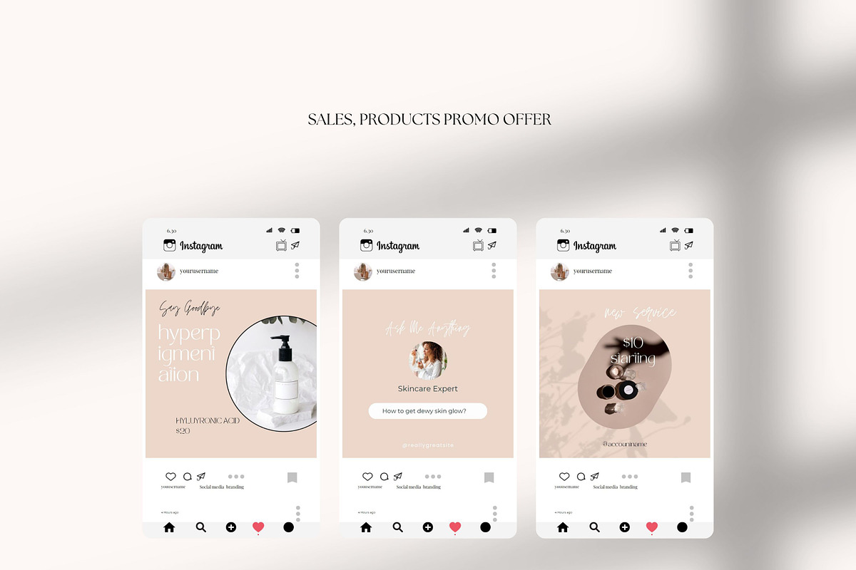 Skincare Instagram Template Canva, a Social Media Template by Deepa Template Studio (Photo 8 of 15)