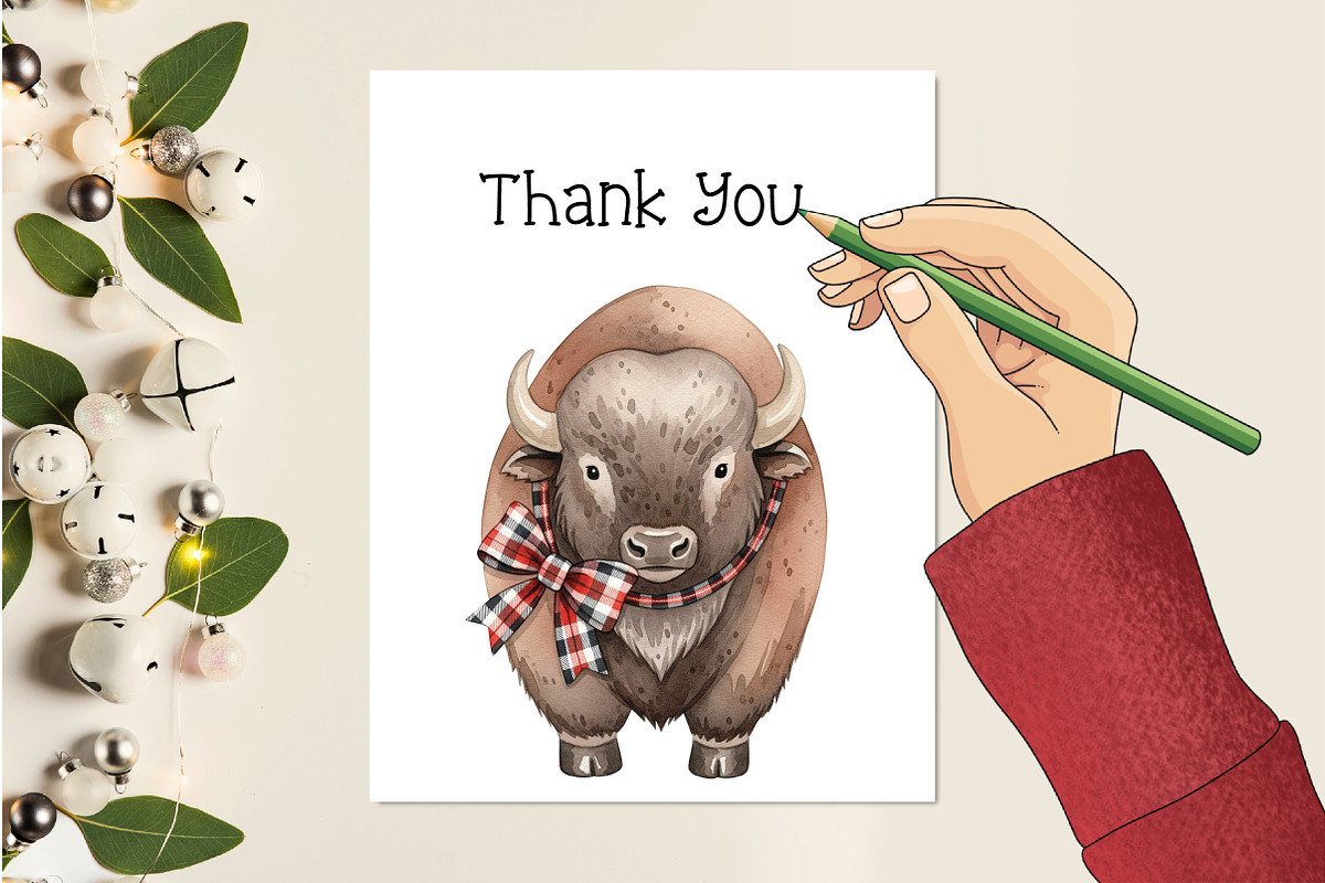 Watercolor Western Christmas Clipart, an Illustration by Creative Art (Photo 9 of 10)