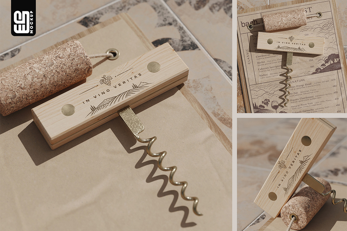 Wooden Corkscrew Mockup, an Advertising Mockup by SD Mockup (Photo 1 of 4)
