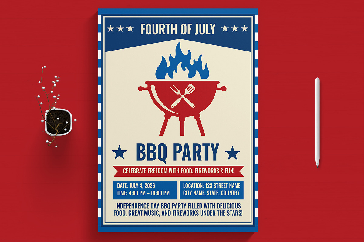 Fourth of July BBQ Party, a Flyer Template by MightyDesign (Photo 1 of 8)