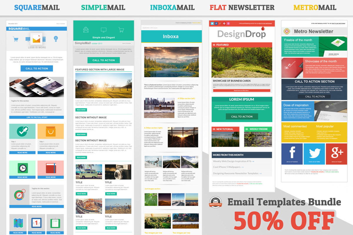 5 Email Templates Bundle (50% off), a Templates & Theme by Crazyleaf (Photo 1 of 5)