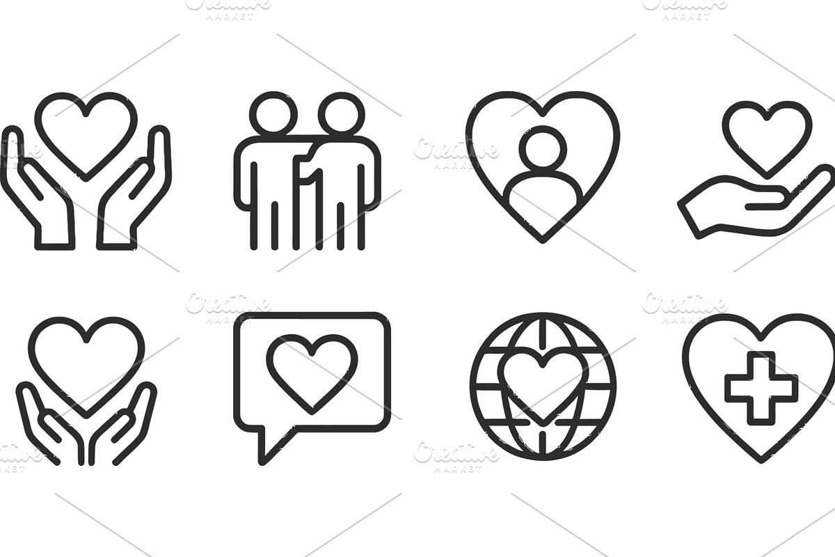 Line icons representing love and, an Object Illustration by ZinetroN