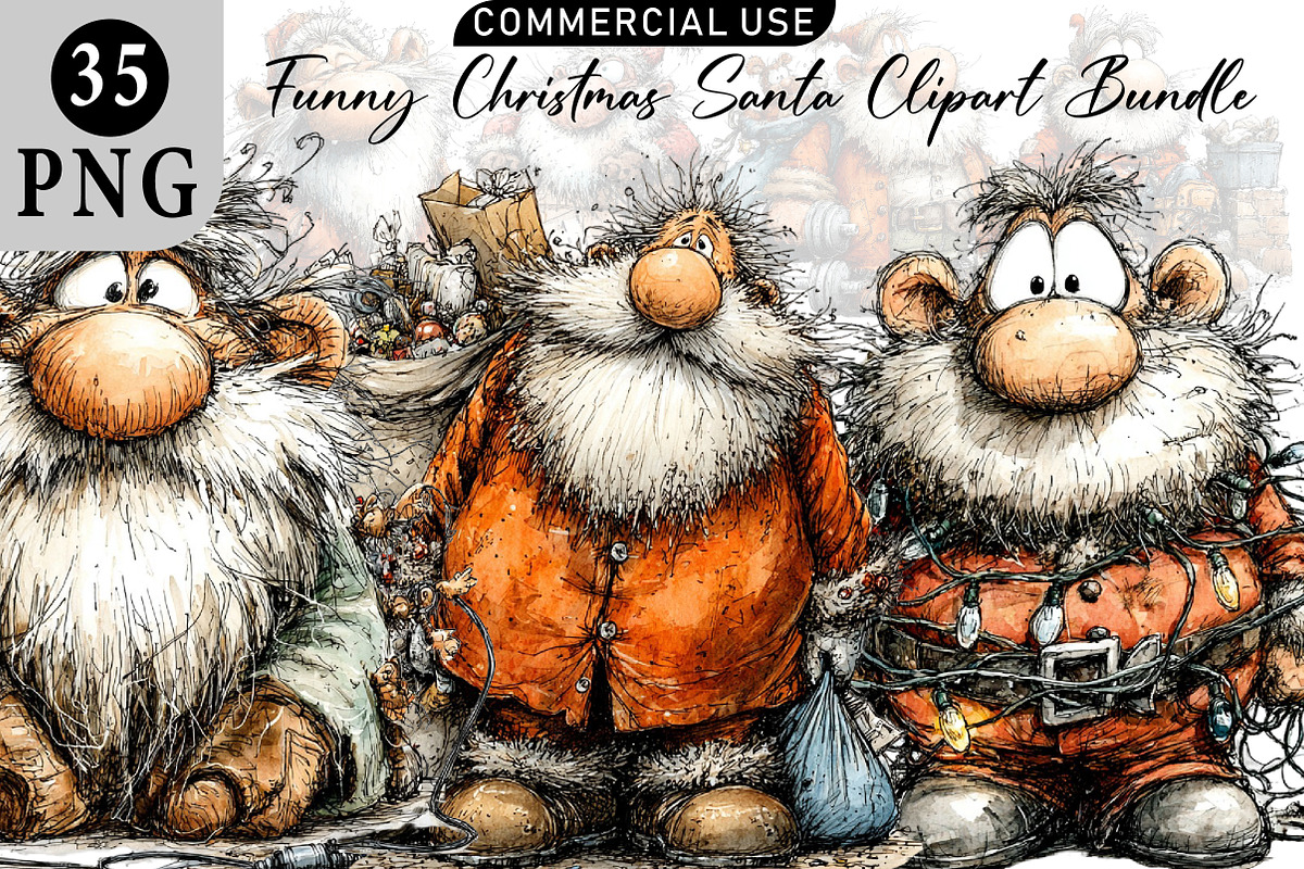 Funny Christmas Santa Clipart, an Illustration by Daily.Designs (Photo 1 of 5)