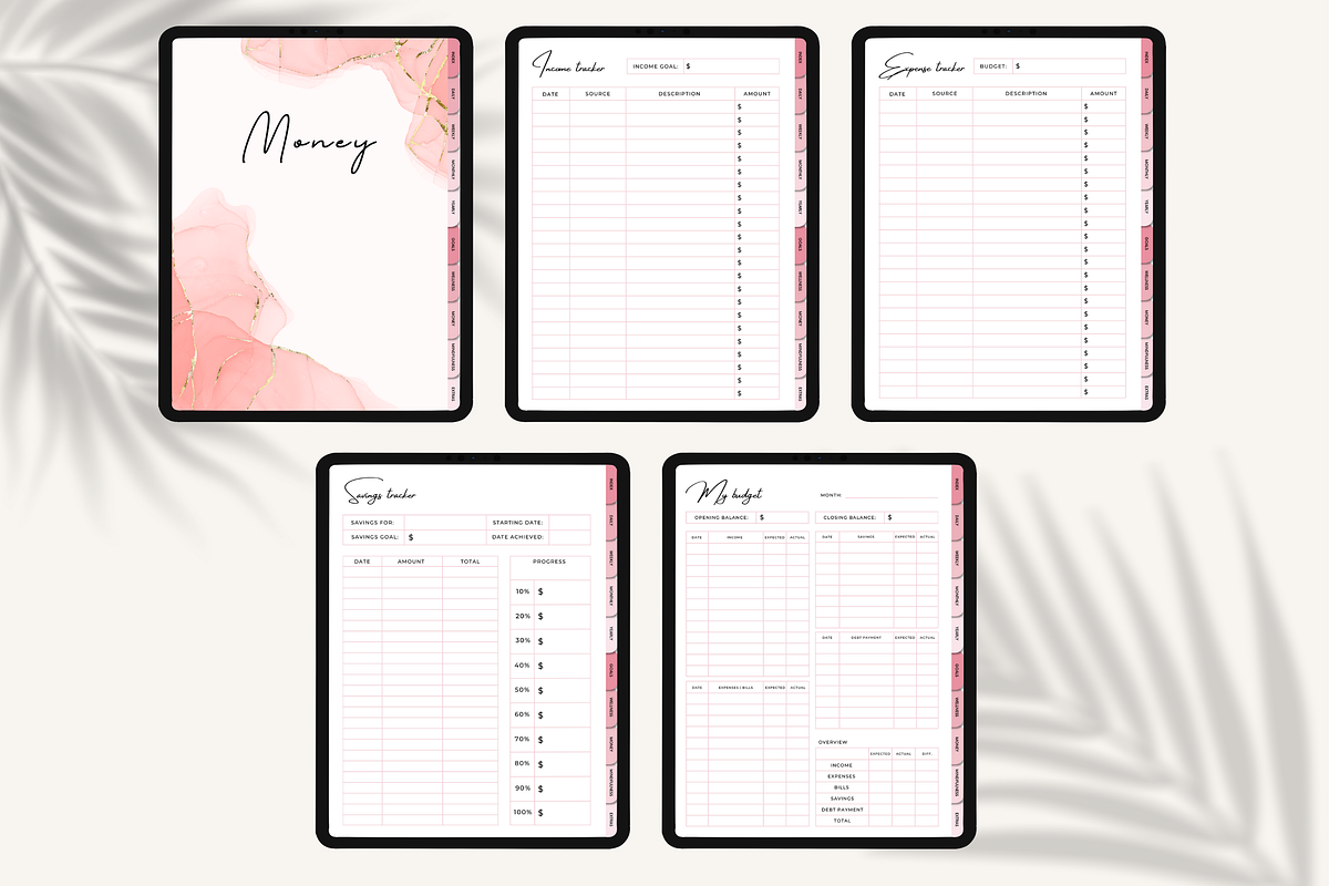 Pink Undated Digital Planner iPad, a Templates & Theme by HoneyGlowStudioCo (Photo 6 of 9)