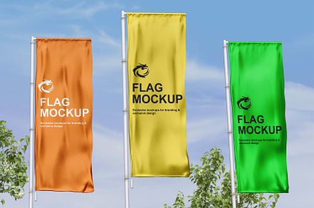 Standing Flag Mockup, a Product Mockup by Designbuys