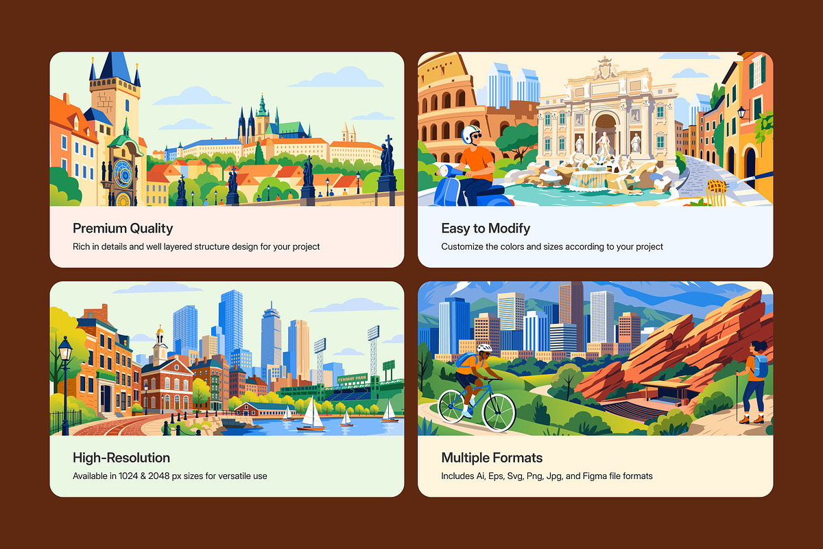 30 Famous US & European Cities, a Transportation Illustration by Vectors Market (Photo 2 of 10)