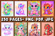 Cute Baby Dragon Coloring Pages -V2, an Animal Illustration by BrandlyTemplate (Thumbnail 2 of 4)