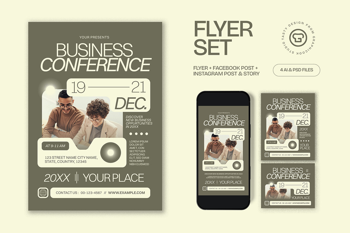 Green Business Conference Flyer Set, a Flyer Template by graphicook (Photo 1 of 3)