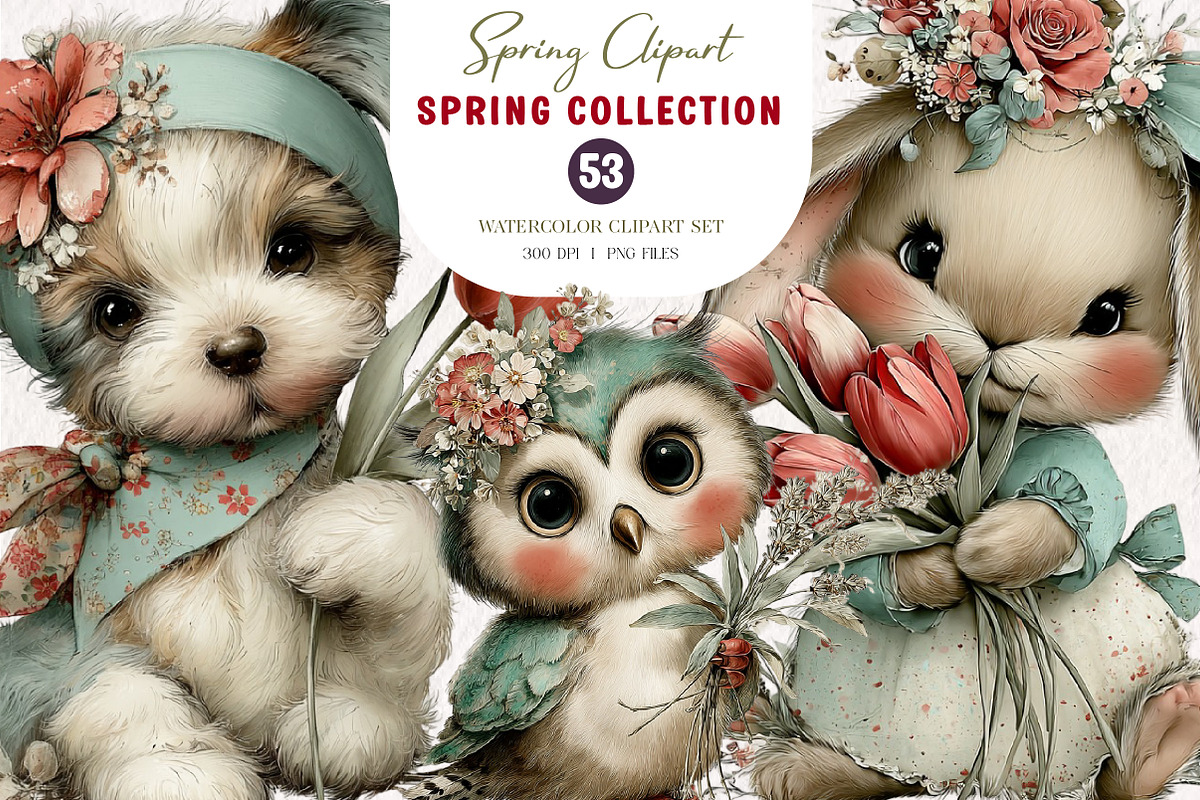 Whimsical Spring Clipart, an Illustration by CreationArt (Photo 1 of 7)