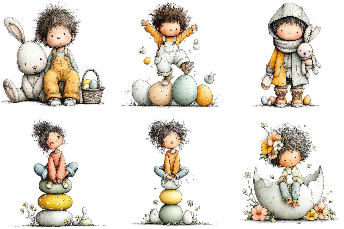 Whimsical Kids Easter Clipart, an Illustration by Sublimation Artist (Photo 4 of 7)