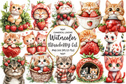 Strawberry Cat Sublimation Clipart, an Illustration by OK Design (Thumbnail 1 of 5)