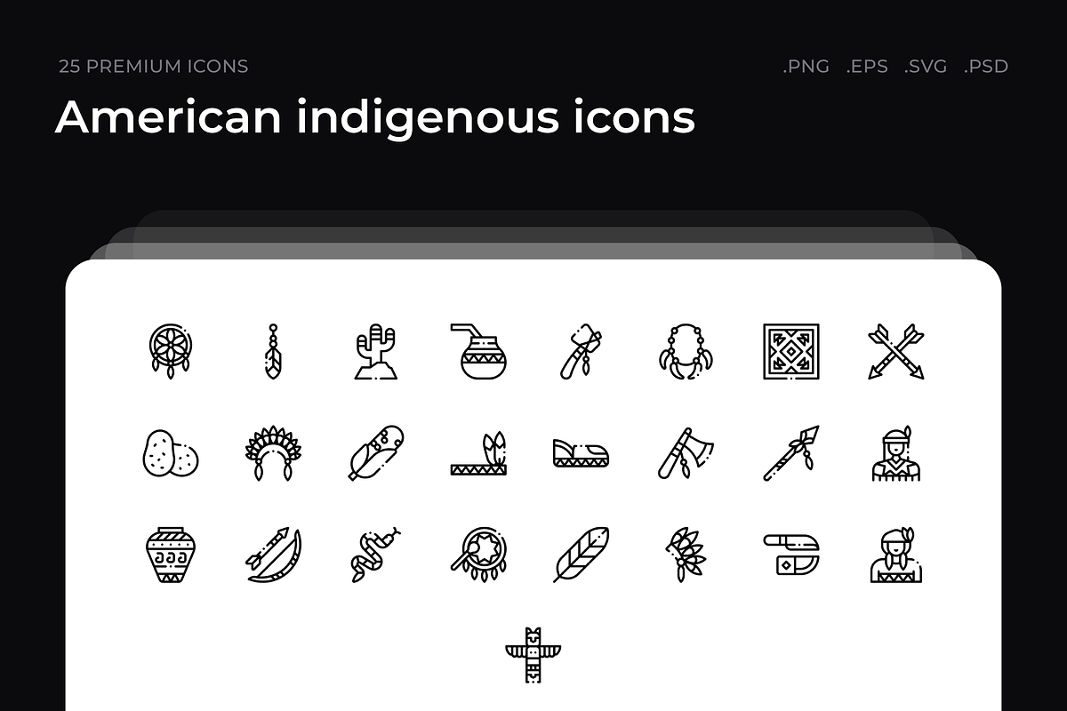 American indigenous icons, an Outline Icon by Wencory (Photo 1 of 2)