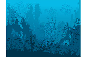 Blue tropical underwater landscape