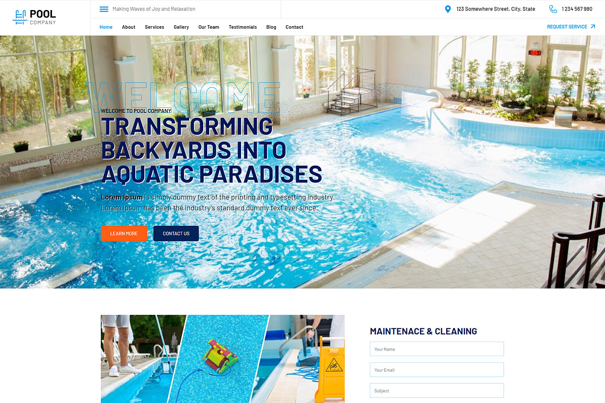 Pool Company WordPress Theme