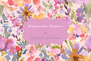 Watercolor Flowers Seamless Pattern