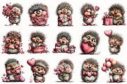 Whimsical Valentine Hedgehog Clipart, an Illustration by OK Design (Thumbnail 2 of 6)
