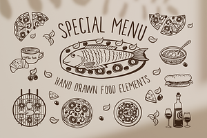 Hand drawn food elements.