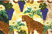 Jaguar, Datura & Grapes Pattern, a Pattern Graphic by NayaChu (Thumbnail 1 of 12)
