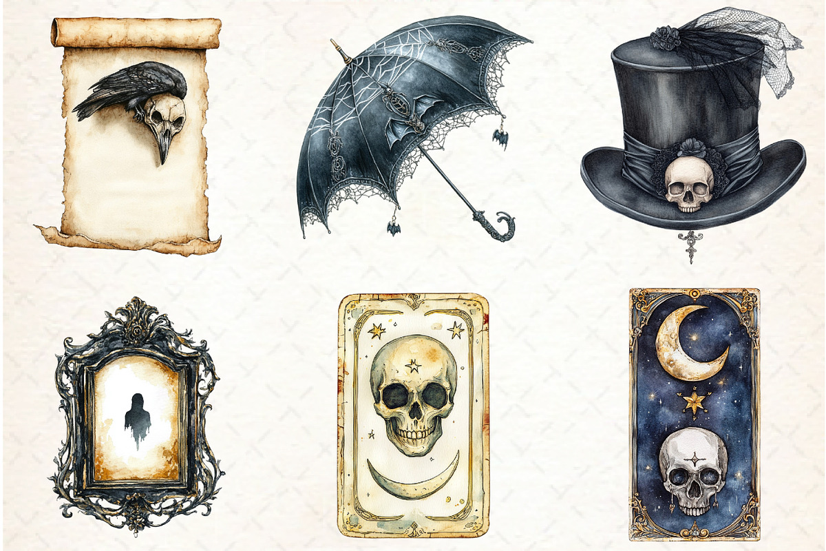 Antique Halloween Clipart, an Illustration by Libby Wishes (Photo 2 of 5)