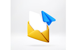3D Envelope with paper sheet and, a Technology Illustration by Abscent
