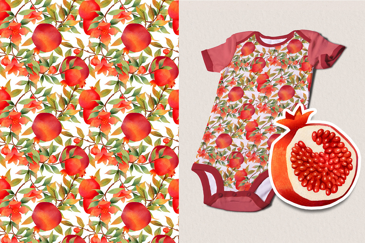 Watercolor Pomegranate clipart, a Decorative Illustration by LukaJreym (Photo 7 of 10)
