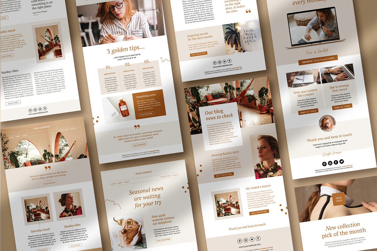 Newsletter / CANVA, PS, INDD / Kayla, an Email Template by Mirazz (Photo 3 of 13)