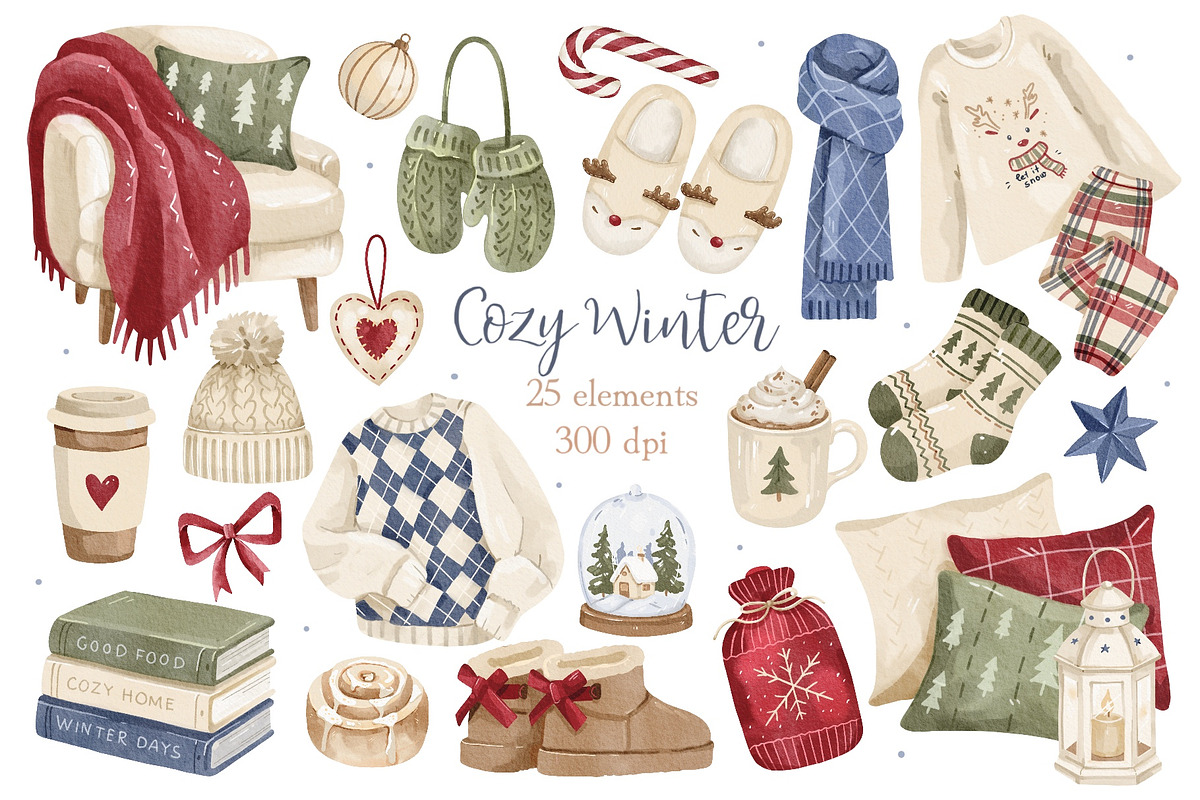 Cozy Hygge Winter Clipart, a Seasonal Illustration by ArtGiftsStudio (Photo 1 of 4)