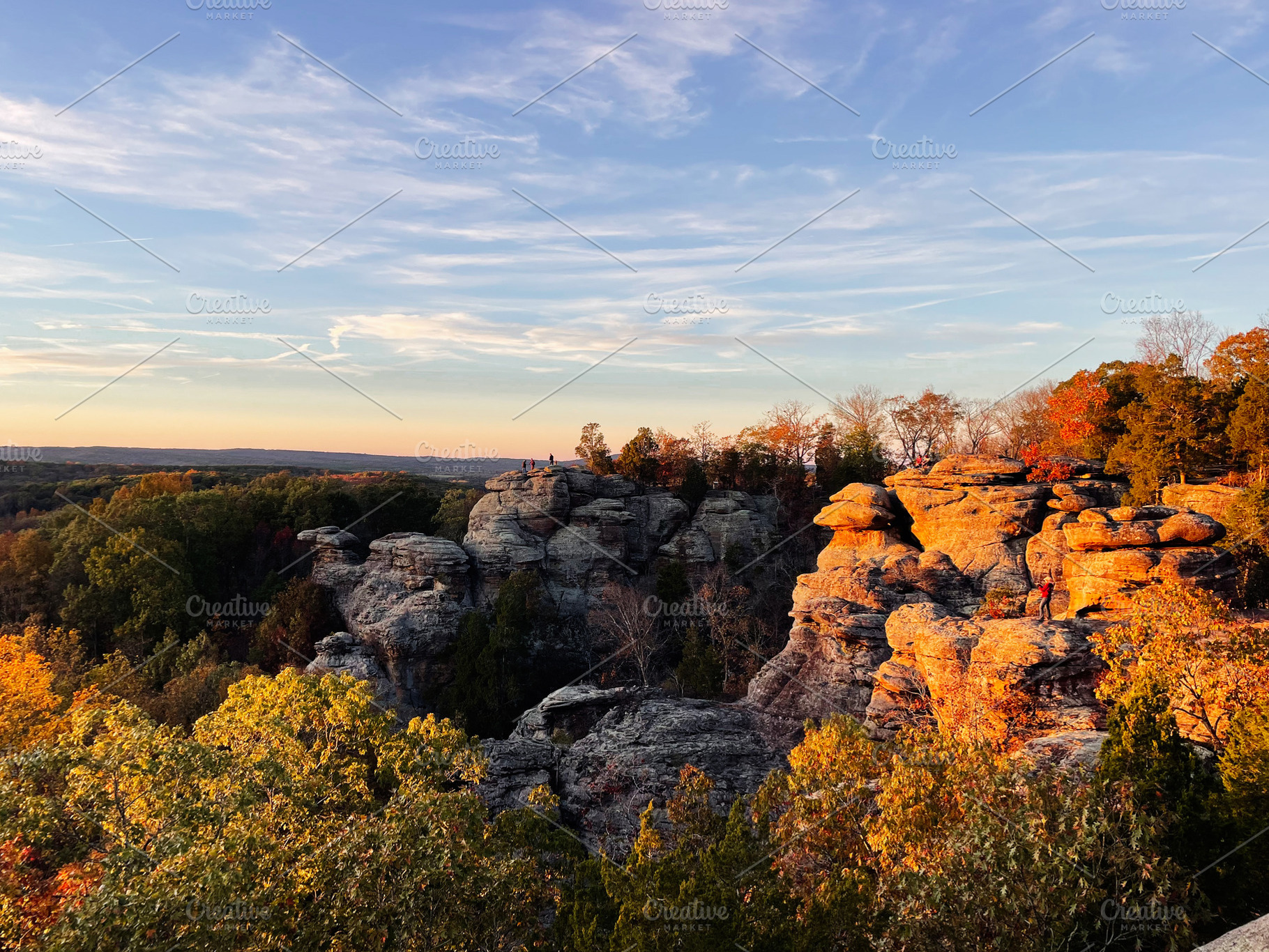 Sunset over rock formations at Garden of the Gods in Colorado Springs, a golden, a Nature Photo by AS photostudio