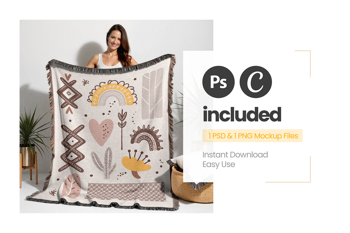 50x60 Woven Blanket Mockup Held-Up, an Apparel Mockup by Mockups Studio (Photo 7 of 9)
