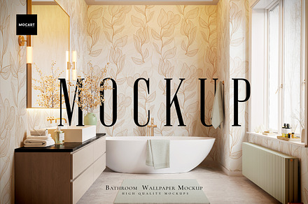 Bathroom Wallpaper Interior Mockup 6, a Product Mockup by Mocart