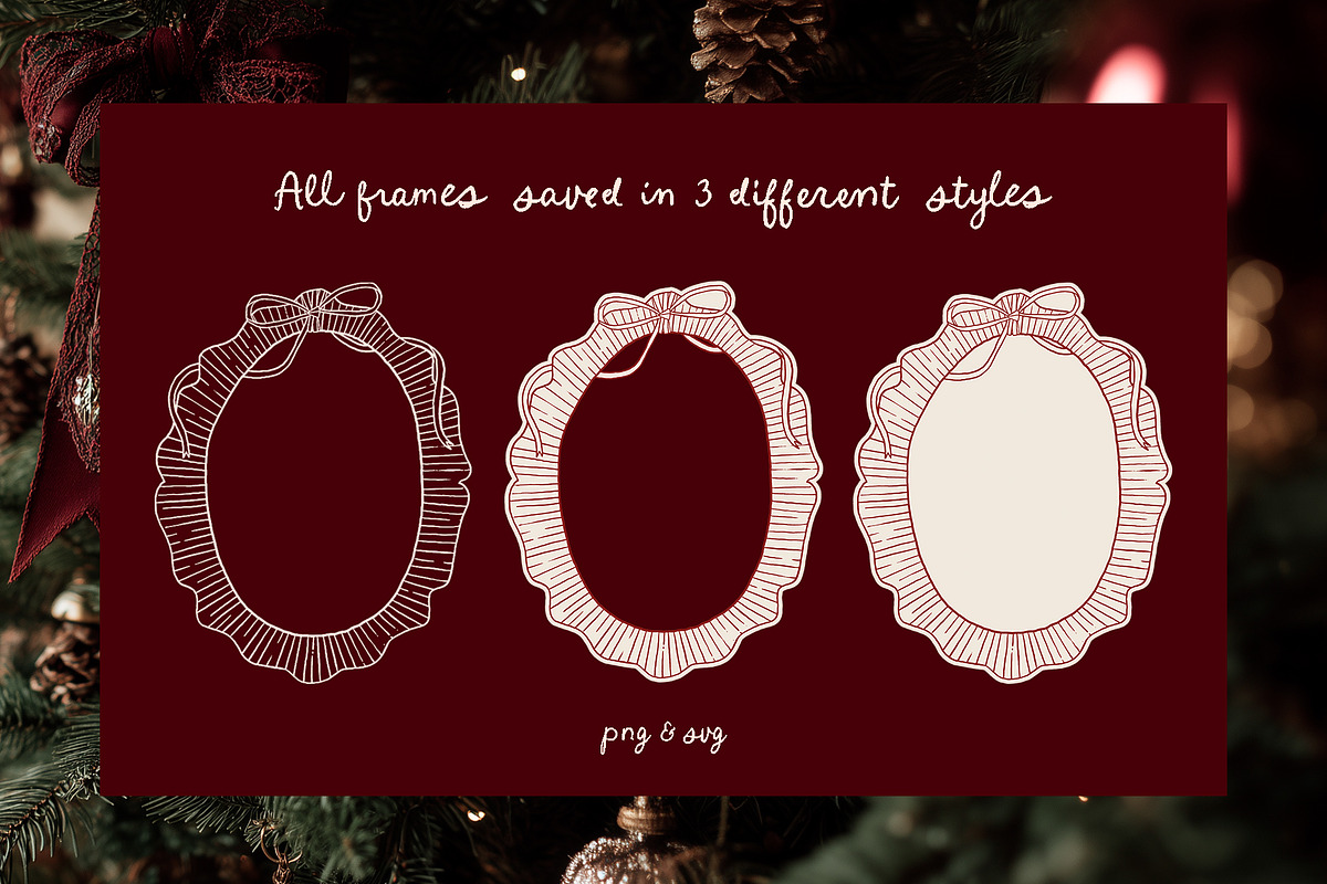 Vintage Christmas lace frames set, an Object Graphic by Cute Atelier (Photo 5 of 9)