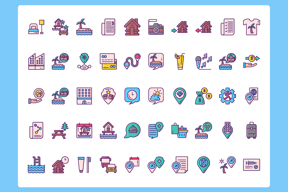 50 Resort Vacation Planning Icon Set, a Solid Icon by Flat Icons (Photo 6 of 7)