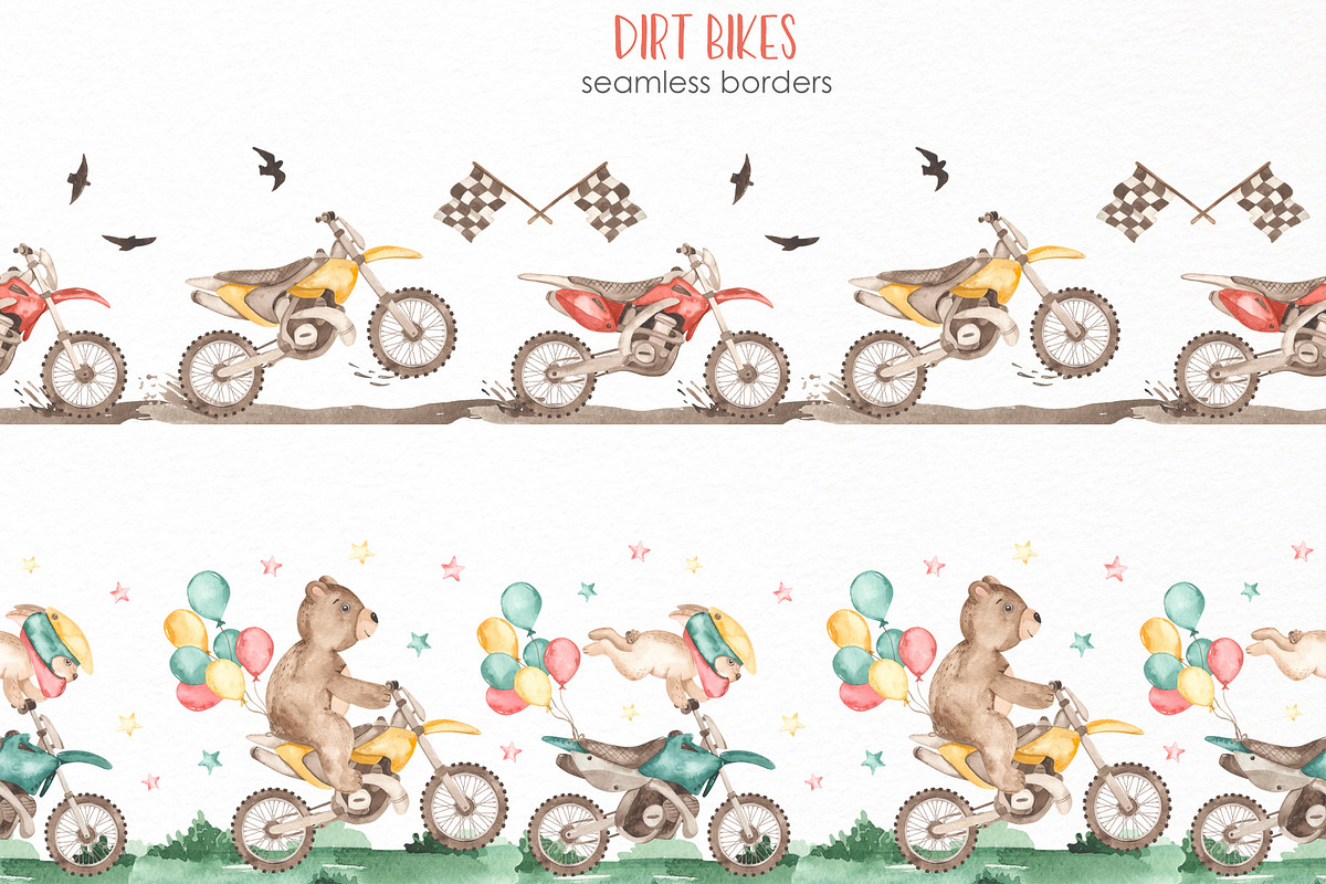 Dirt bikes watercolor, a Decorative Illustration by Marina Ermakova (Photo 7 of 11)