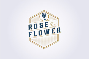 Rose Flower Logo Monogram Typography