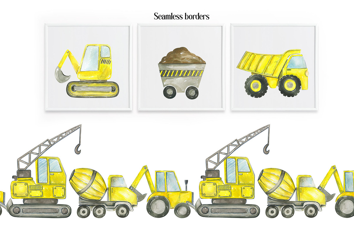 Watercolor Construction clipart, a Decorative Illustration by WatercolorColorDream (Photo 5 of 12)
