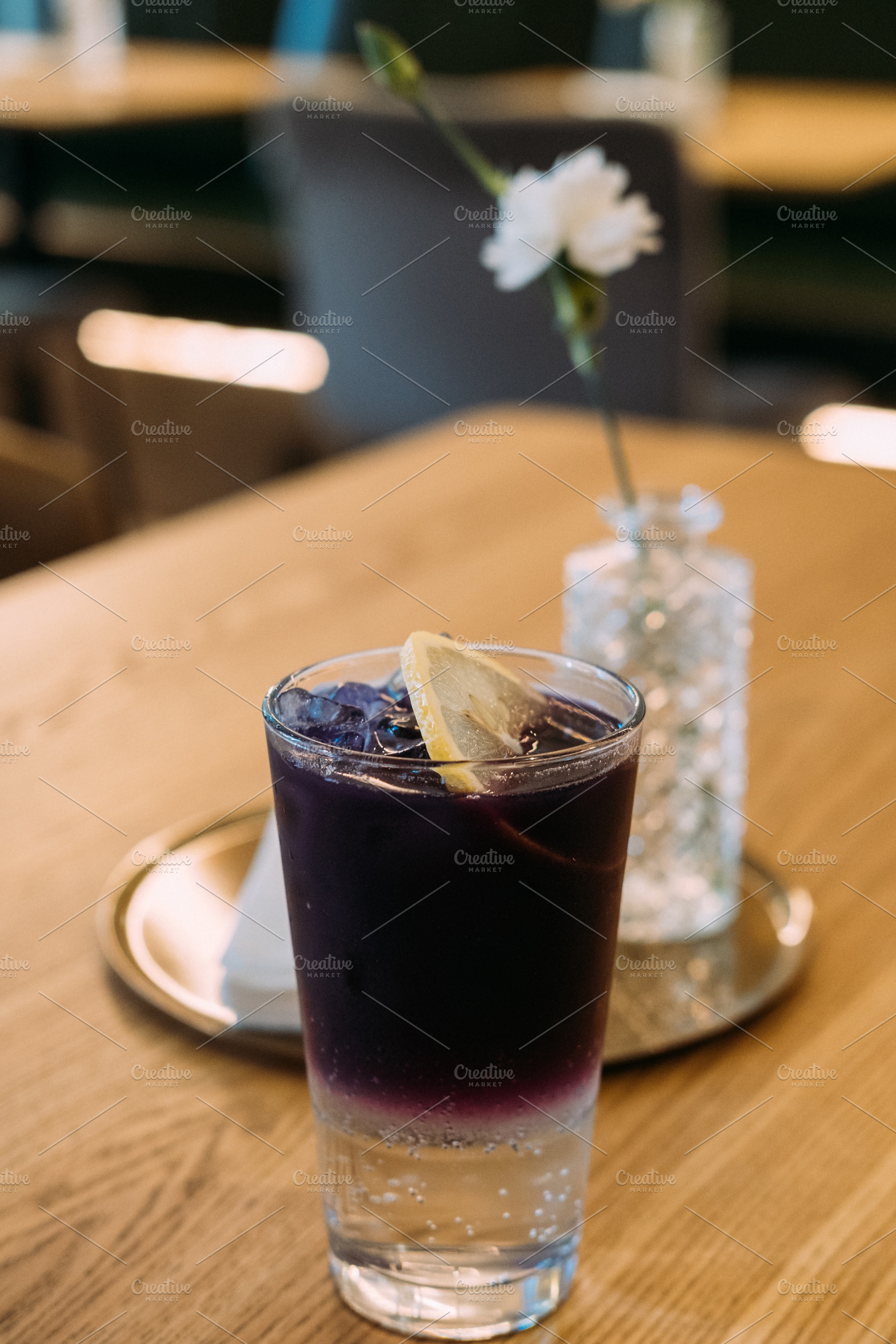 Cold cocktail purple drink glass alcohol ice shot, a Food & Drink Photo by Photo Drive Studio