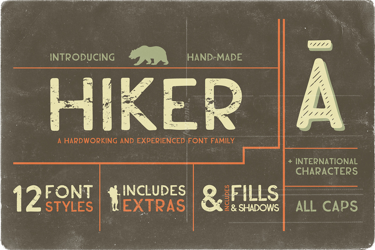 Hiker Premium Font Family, a Sans Serif Font by Design 265 (Photo 1 of 6)
