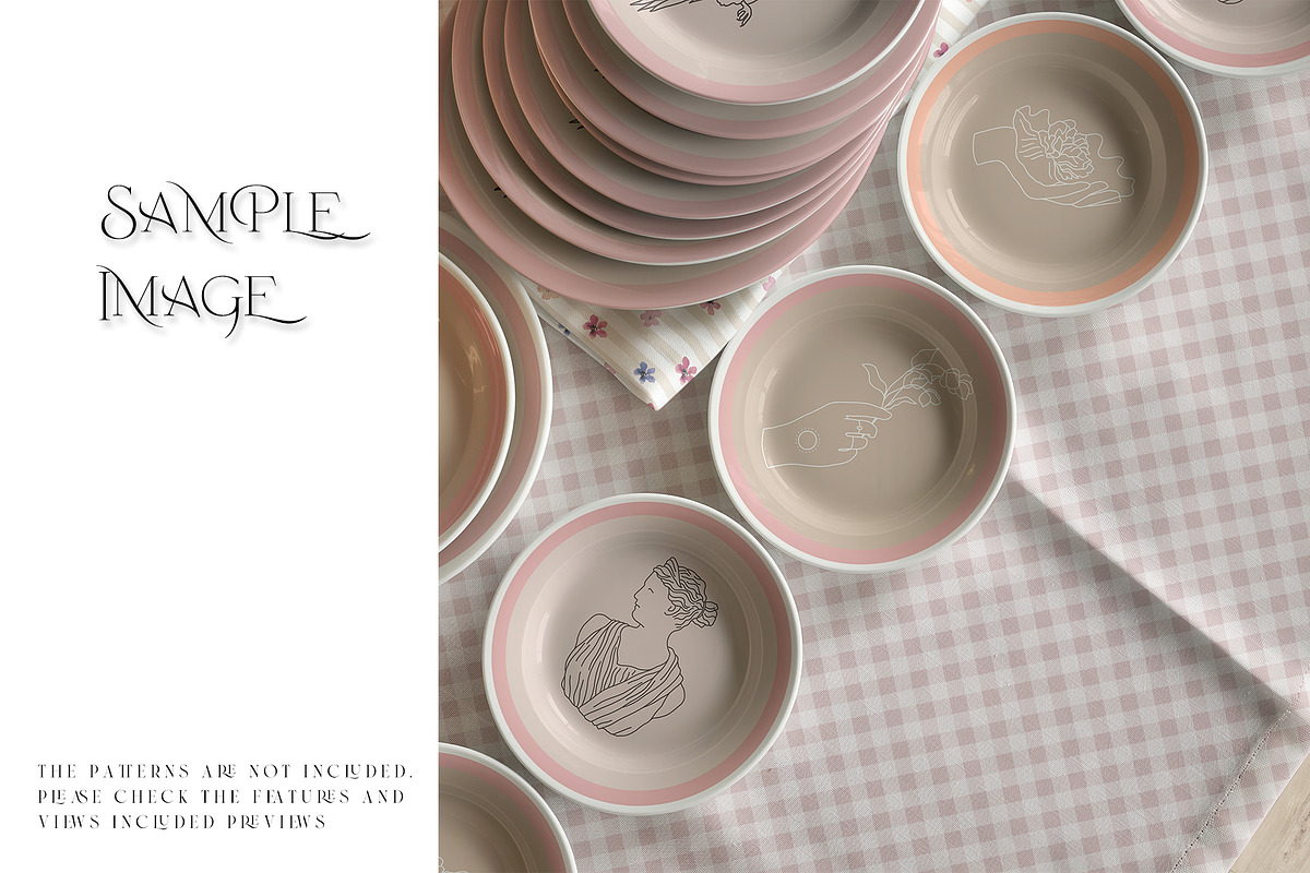 2 Types of Plates Tablecloth Napkin, a Household Mockup by mock-ups (Photo 11 of 11)