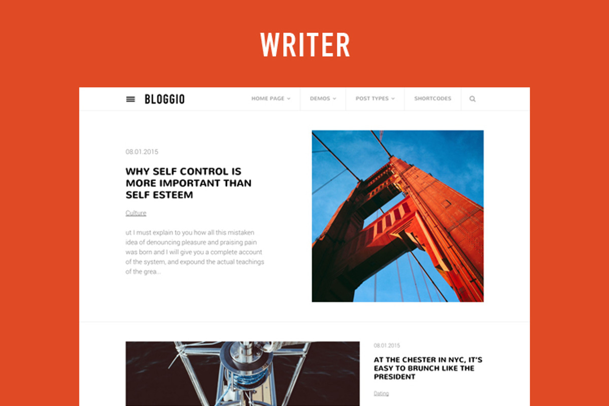 BLOGGIO-Blogger and writer WP theme, a WordPress Template by WonsterLab (Photo 3 of 5)