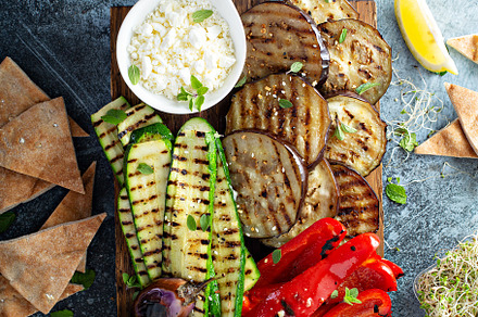Grilled vegetables and hummus platter, a Food & Drink Photo by farwasser