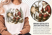 Santa Claus Feeding Reindeer PNG, a Seasonal Illustration by Libby Wishes (Thumbnail 1 of 4)