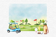 Watercolor Golf Clipart Set, a Decorative Illustration by MiracleArtAndDesign (Thumbnail 5 of 5)