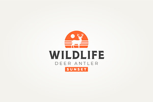 wildlife deer buck stag sunset logo, a Branding & Logo Template by Blazybone
