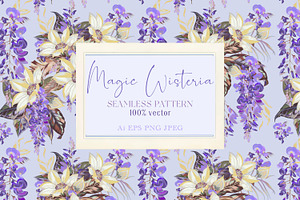 Magic wisteria vector patterns set