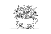 Floral Teacup Line Art Bundle, an Illustration by Gfx_Store (Thumbnail 7 of 51)