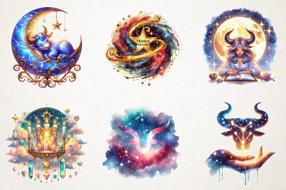 Celestial Taurus Season Art Pack, an Illustration by RobertsArt (Photo 6 of 7)